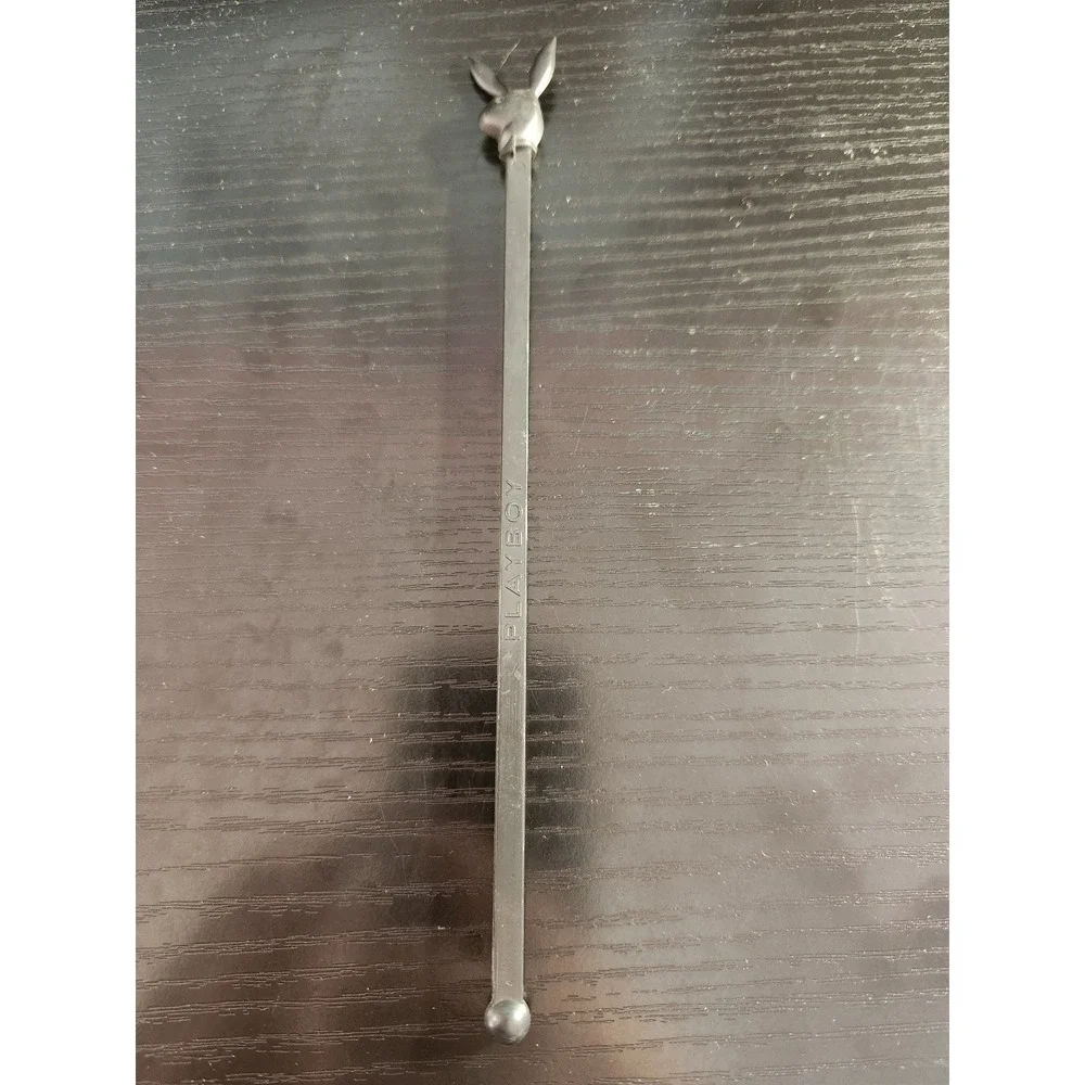 Playboy Bunny Head Swizzle Stir Stick 7.5 Black Barware Drink Cocktail Plastic